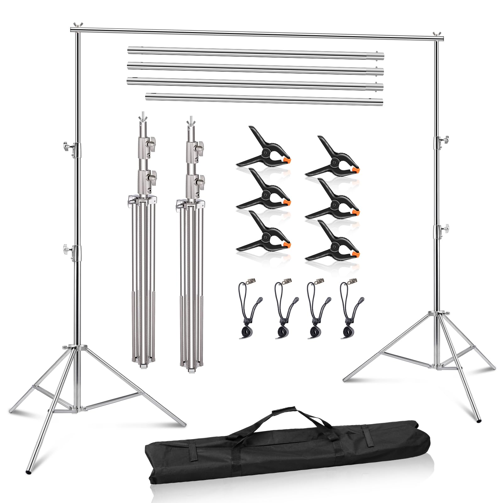 Mskira 9.2 X 10 Ft Stainless Steel Backdrop Stand Heavy Duty Adjustable Background Stand Backdrop Support Stand System Kit For P